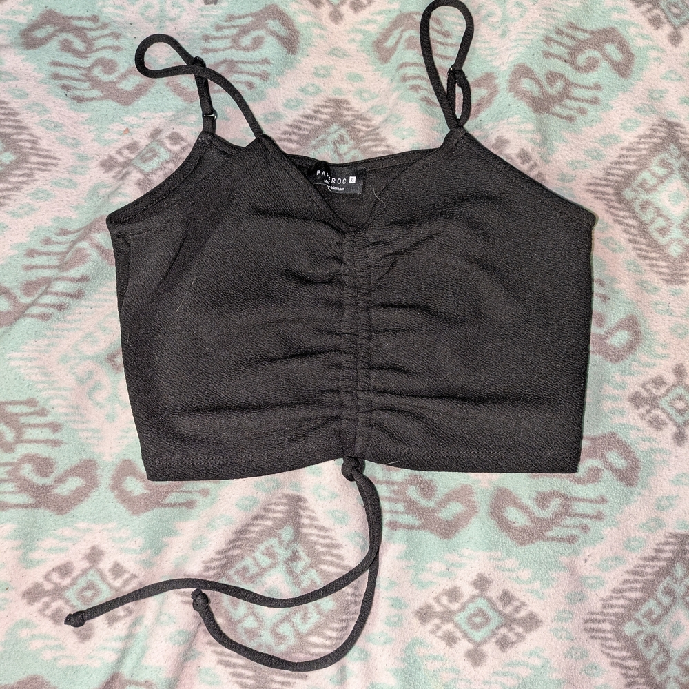 Black Ruched Crop Top 2/$12